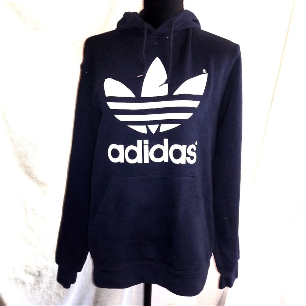 Dark blue adidas trefoil sweatshirt hoodie jacket